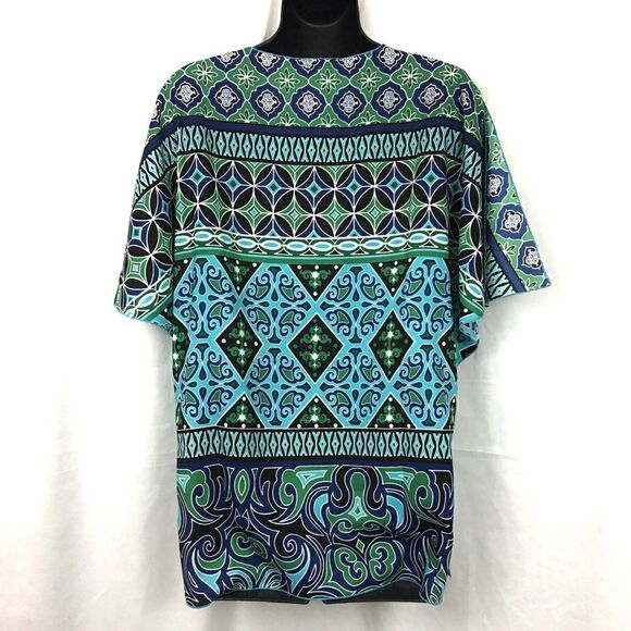 Chico’s Black Label Blue Green & Black Tunic Top Size 00 XS 2 - Picture 6 of 8